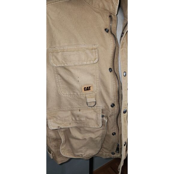 CAT Men's Tan Canvas Utility Vest Caterpillar Size L - Picture 7 of 8